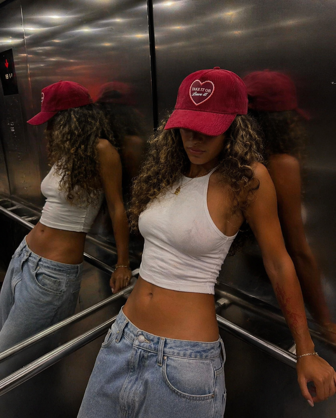 Take It or Leave It Maroon Corduroy Patch Hat
