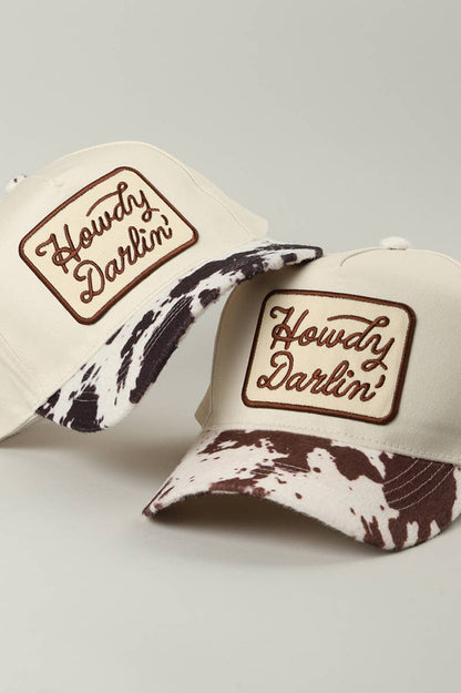 Howdy Darlin' Embroidered Patch Animal Print Trucker Hat