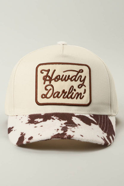 Howdy Darlin' Embroidered Patch Animal Print Trucker Hat
