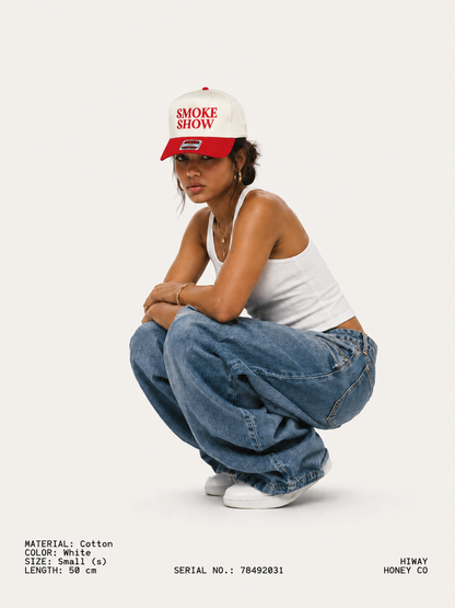 Smoke Show Trucker Hat - Cream & Red