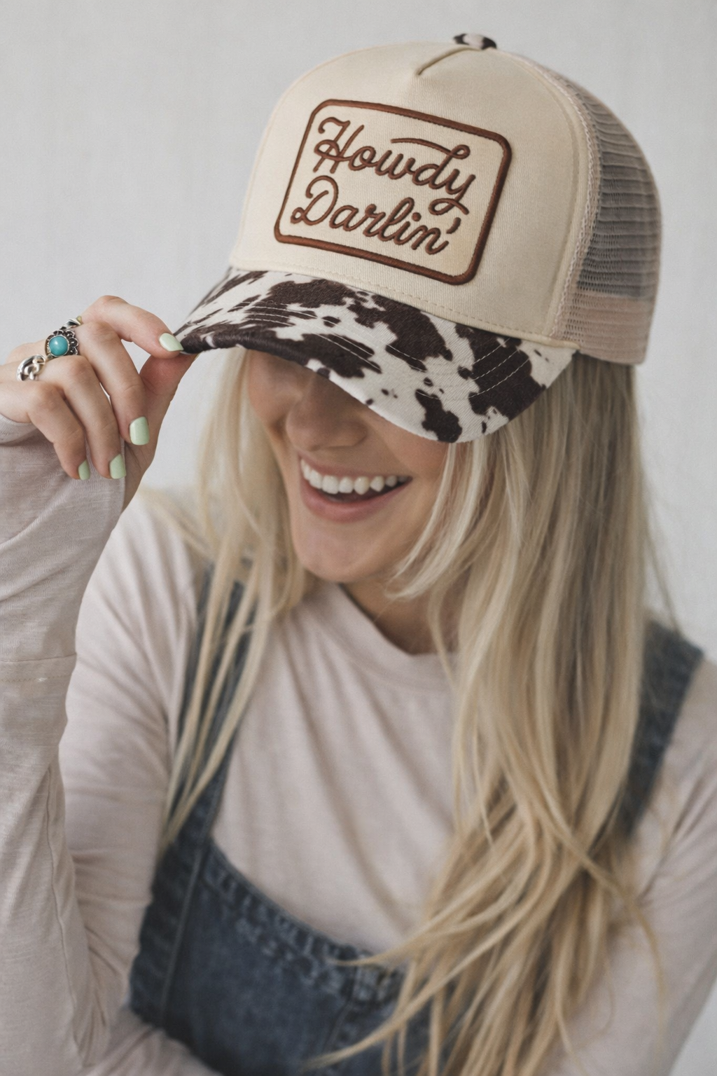 Howdy Darlin' Embroidered Patch Animal Print Trucker Hat