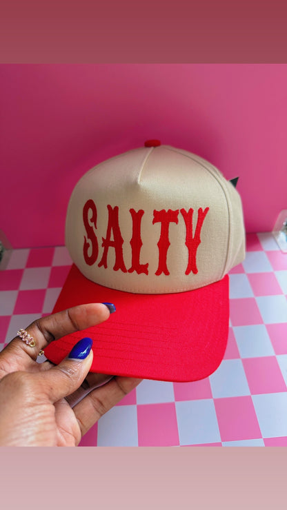SALTY Lettering Embroidery Two-Tone Trucker Hat