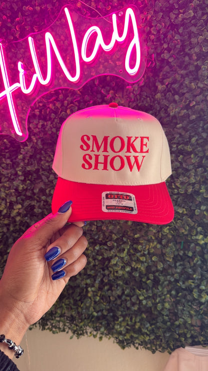 Smoke Show Trucker Hat - Cream & Red