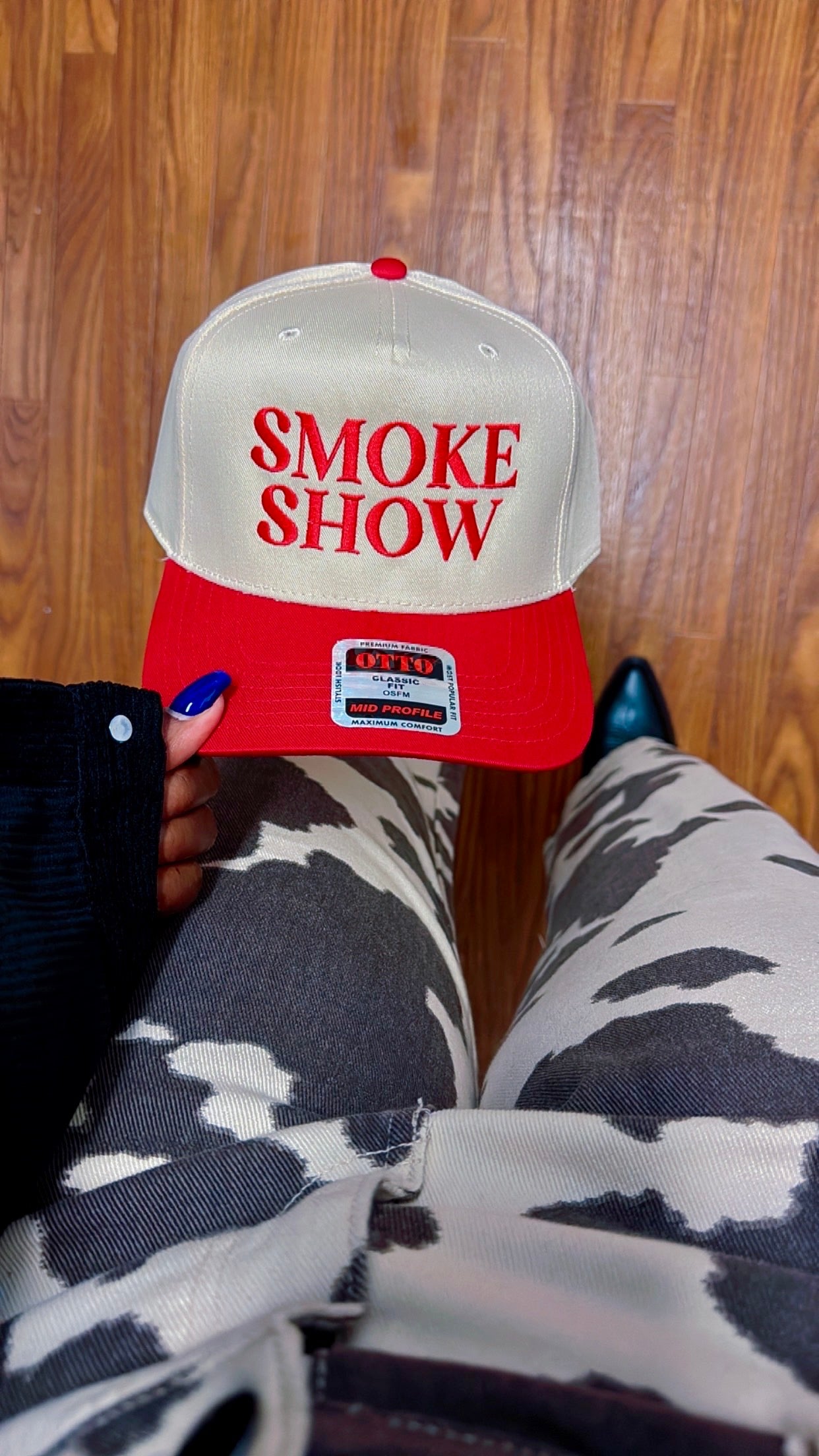 Smoke Show Trucker Hat - Cream & Red