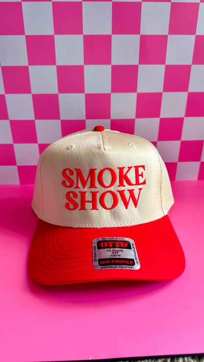Smoke Show Trucker Hat - Cream & Red